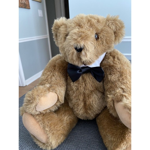 Vintage Vermont Teddy 15” Bear Black Tie Jointed Limbs Stuffed Toy - Picture 10 of 10